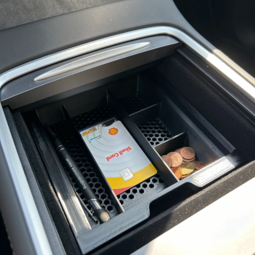 Tesla Model Y - Model 3 İçin Konsol İçi Düzenleyici Organizer Bölmeli ve Delikli Zeminli